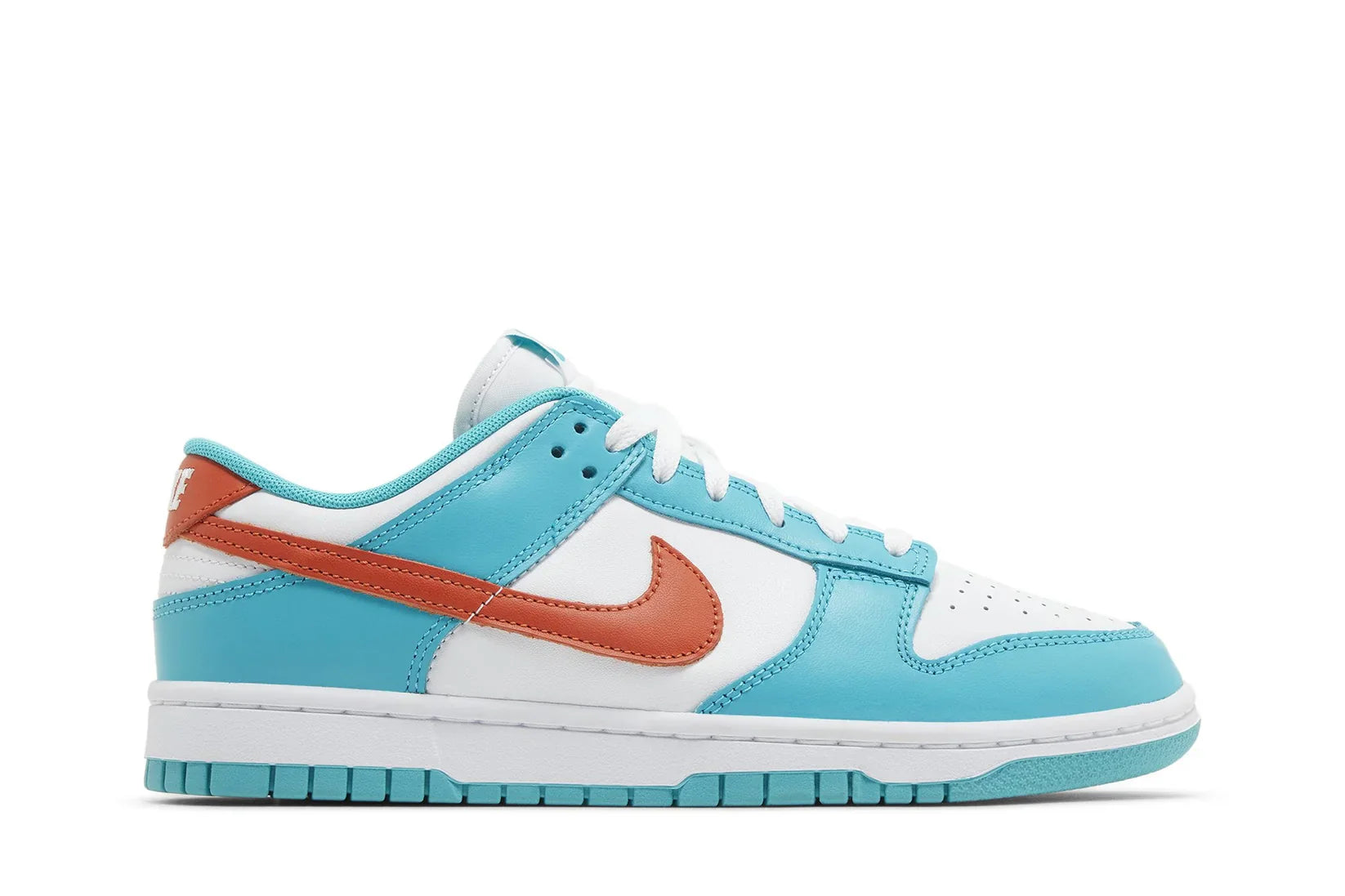 Tênis Nike Dunk Low Miami Dolphins Azul vista lateral