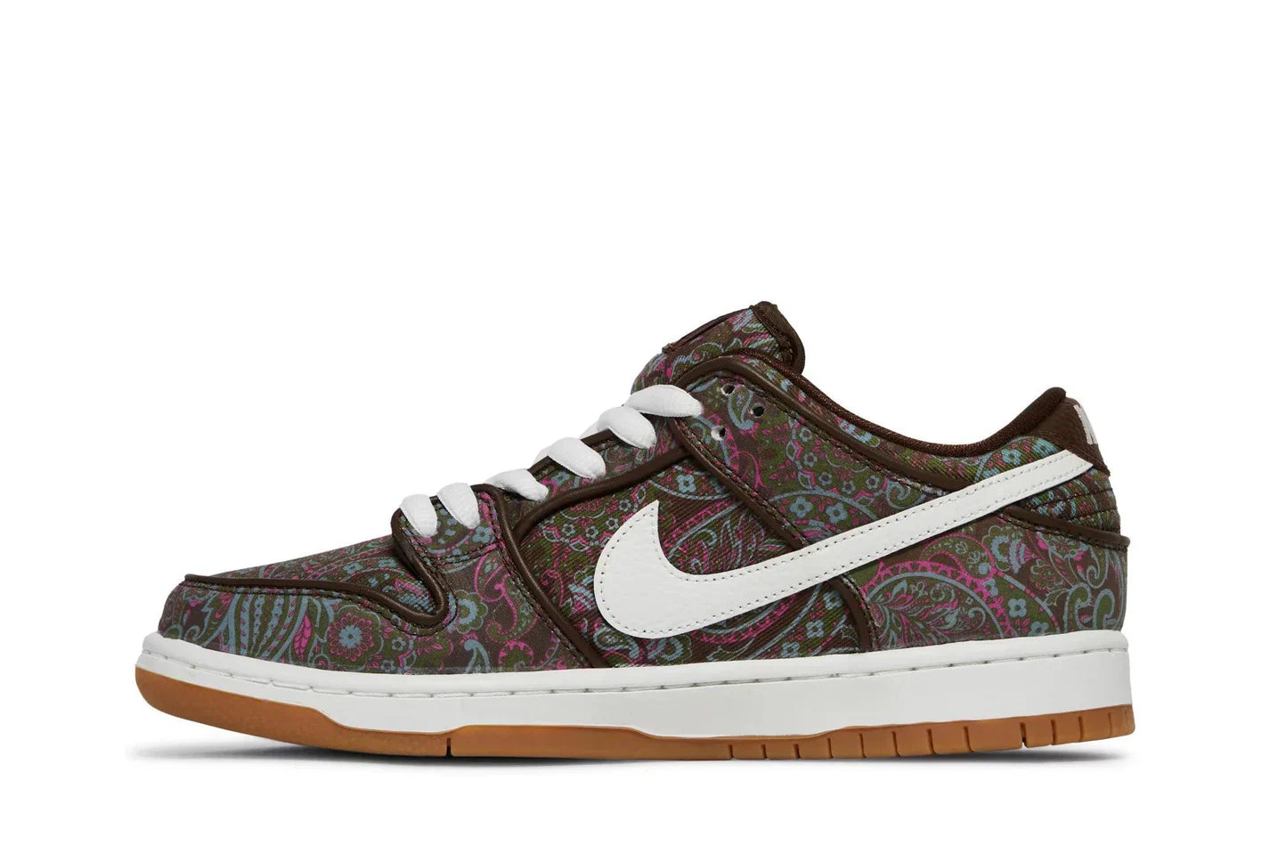 Tênis Nike SB Dunk Low PRM Paisley Brown Marrom detalhe do solado