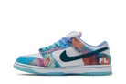 Tênis Nike Sb Dunk Low x Futura Skateboard Bleached Aqua Azul detalhe do material