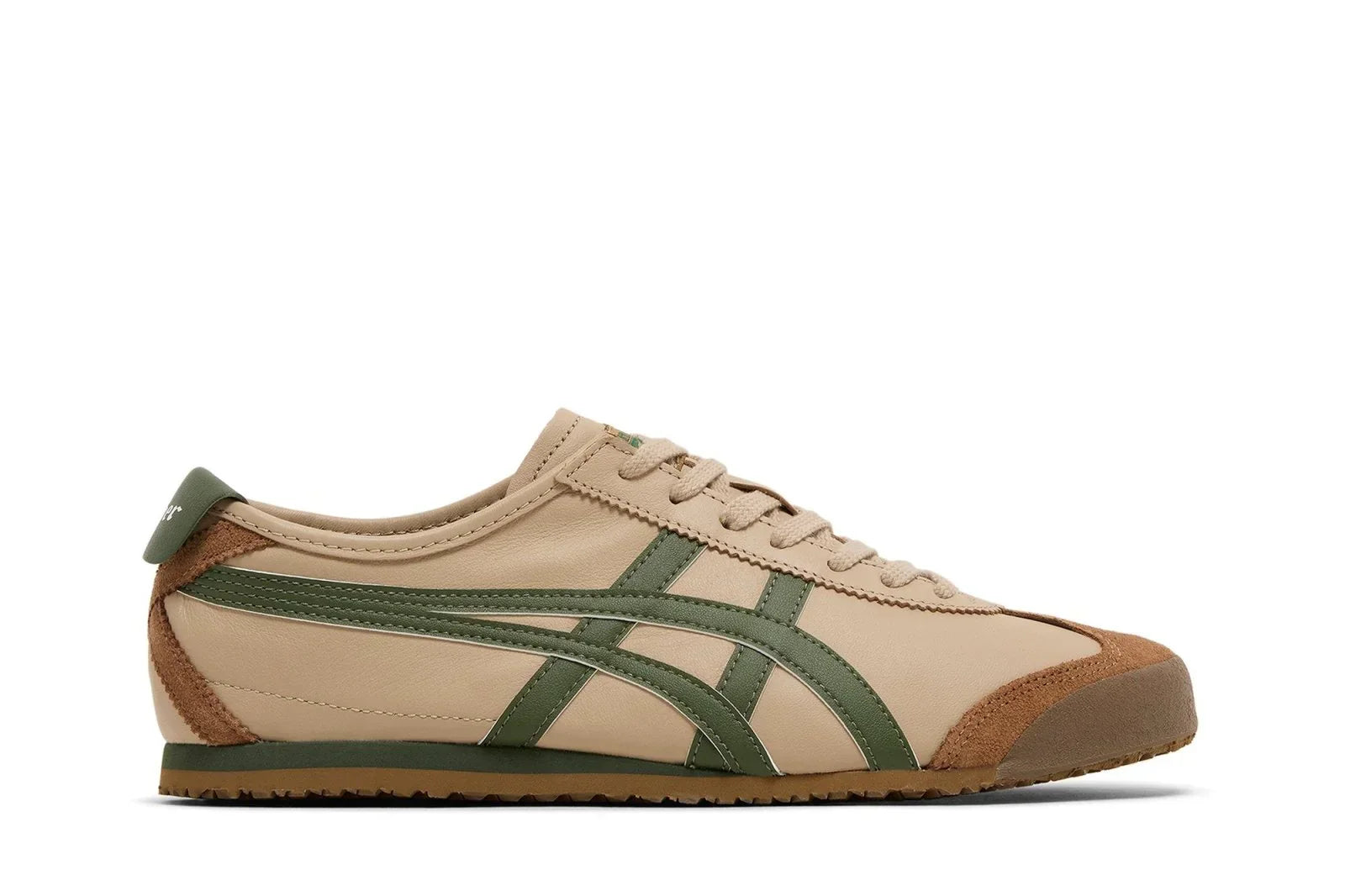Tênis Onitsuka Tiger Mexico 66 Beige Grass Green Marrom vista lateral