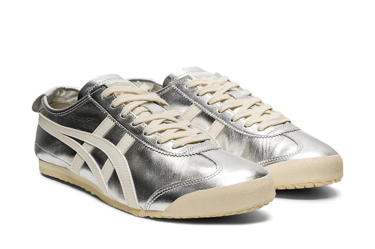 Tênis Onitsuka Tiger Mexico 66 Chrome Silver Prata detalhe do material
