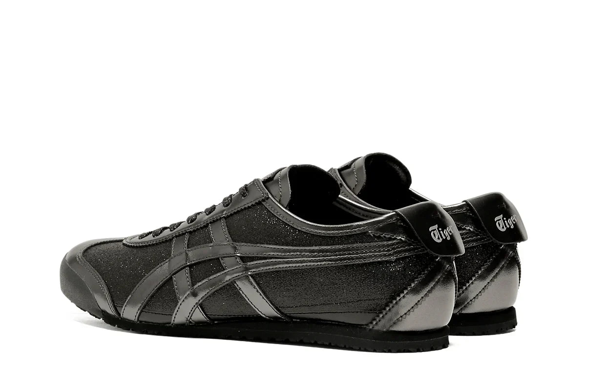 Tênis Onitsuka Tiger Mexico 66 Glitter Pack Black Gunmetal Preto detalhe do solado