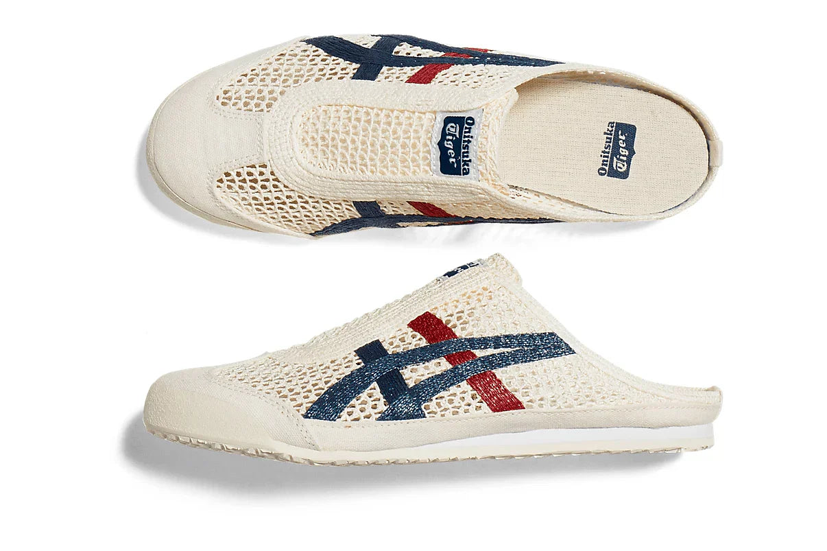Tênis Onitsuka Tiger Mexico 66 Sabot Cream Mako Blue Bege detalhe do material