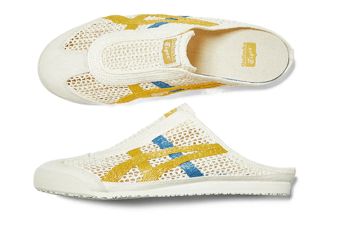 Tênis Onitsuka Tiger Mexico 66 Sabot Cream Mustard Bege detalhe do material
