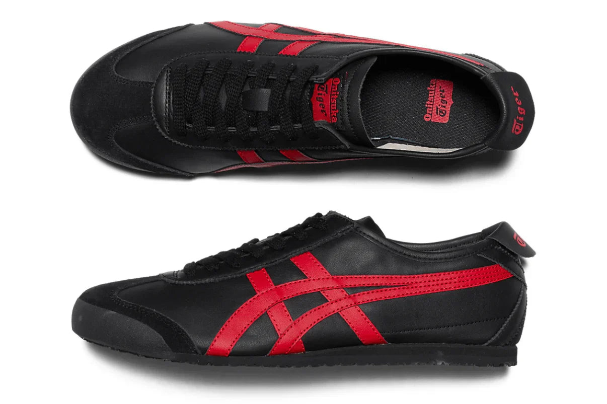 Tênis Onitsuka Tiger Mexico 66 SD Black Classic Red Preto detalhe lateral