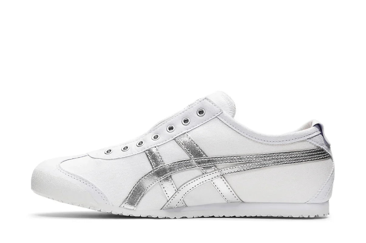 Tênis Onitsuka Tiger Mexico 66 Slip-On White Pure Silver Prateado detalhe interno
