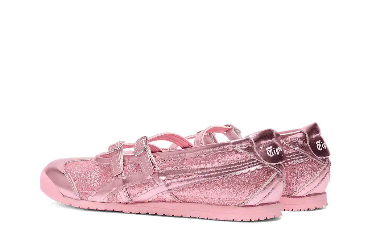 Tênis Onitsuka Tiger Mexico 66 TGRS Pink Cameo/Cotton Candy Glitter Pack Rosa detalhe do solado