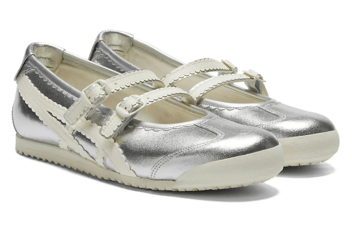 Tênis Onitsuka Tiger Mexico 66 TGRS Silver Cream Prateado vista traseira