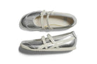 Tênis Onitsuka Tiger Mexico 66 TGRS Silver Cream Prateado detalhe frontal