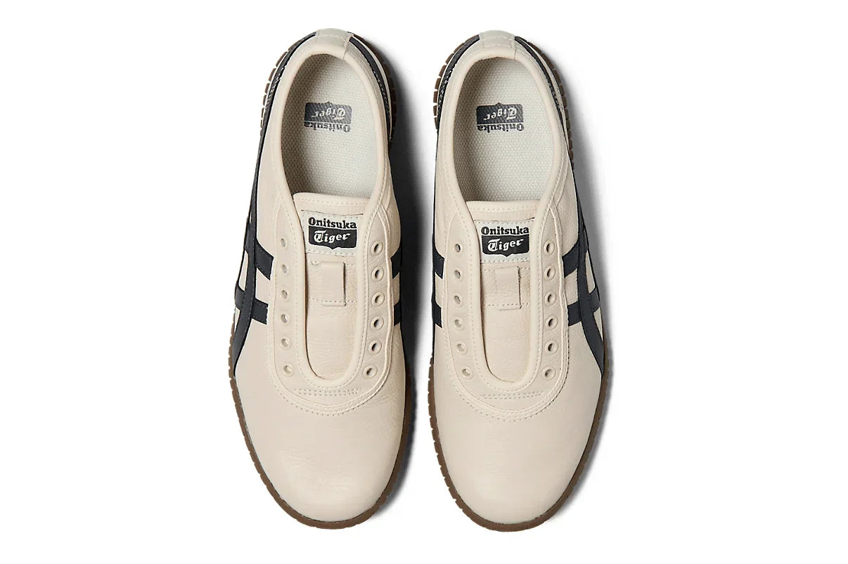 Tênis Onitsuka Tiger Tsunahiki Slip-On Birch/Indigo Navy Bege detalhe do material