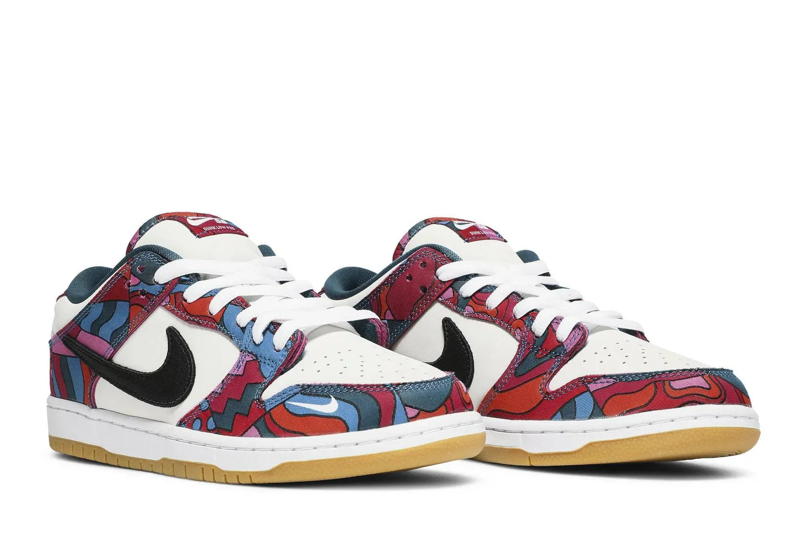 Tênis Parra x Nike SB Dunk Low Pro Abstract Art Colorido detalhe do material