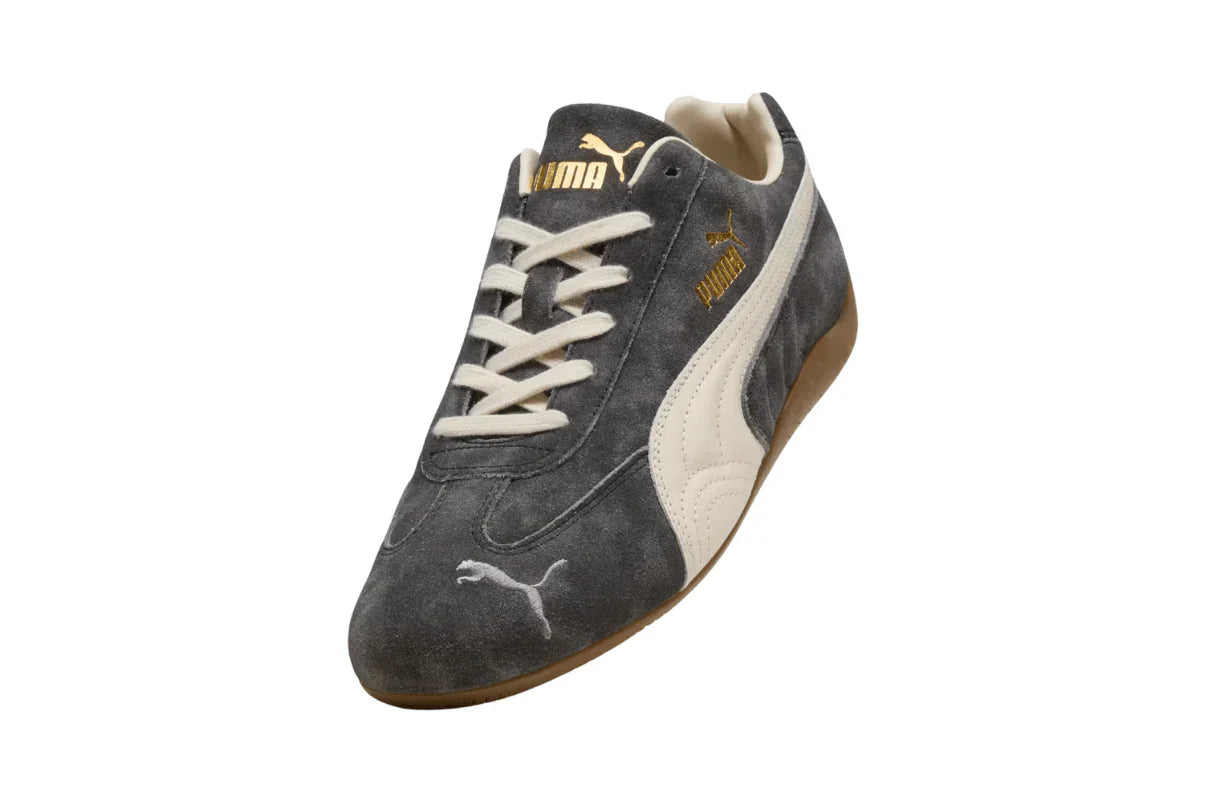 Tênis Puma Speedcat Faded Cast Iron Alpine Snow Cinza detalhe do material