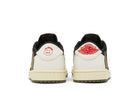 Tênis Travis Scott x Nike Air Jordan 1 Retro Low OG SP Olive Branco detalhe do material