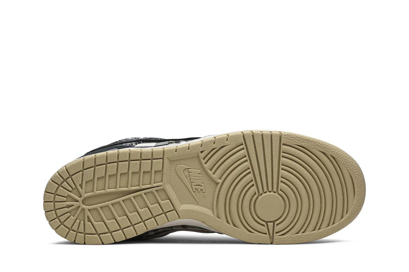 Tênis Travis Scott x Nike Dunk Low Cactus Jack Preto detalhe do solado